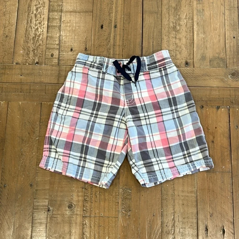 Janie and jack washed plaid swim trunks